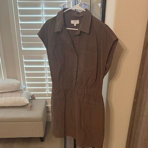 Kut from the Kloth Brown Cap-Sleeve Utility Shirt Dress